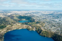 A panoramic photo of Mount Gambier